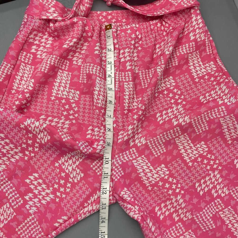 Vintage Rare Trendy Pink & White Check Print Wide-Leg Pants with Belt - Picture 14 of 16